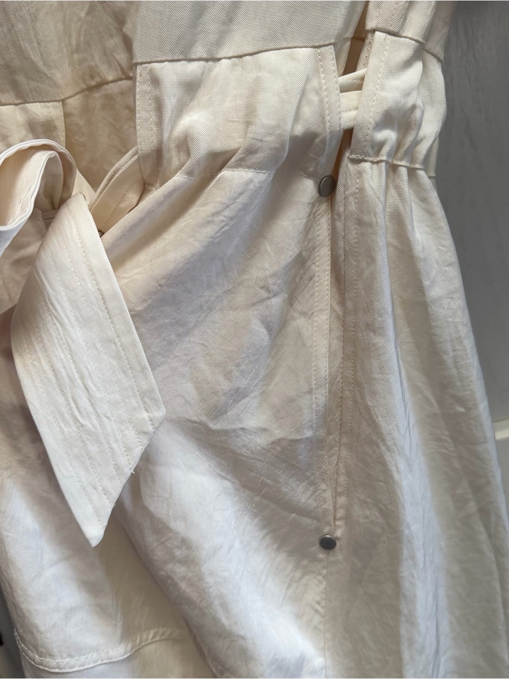 AllSaints Luciana Satin Utility Midi Dress in Ivory size 6 - Picture 9 of 10